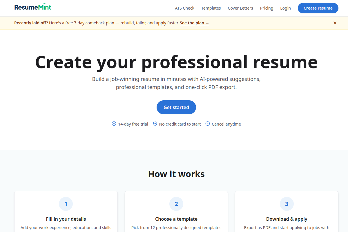 ResumeMint AI — a product built by Plenqor